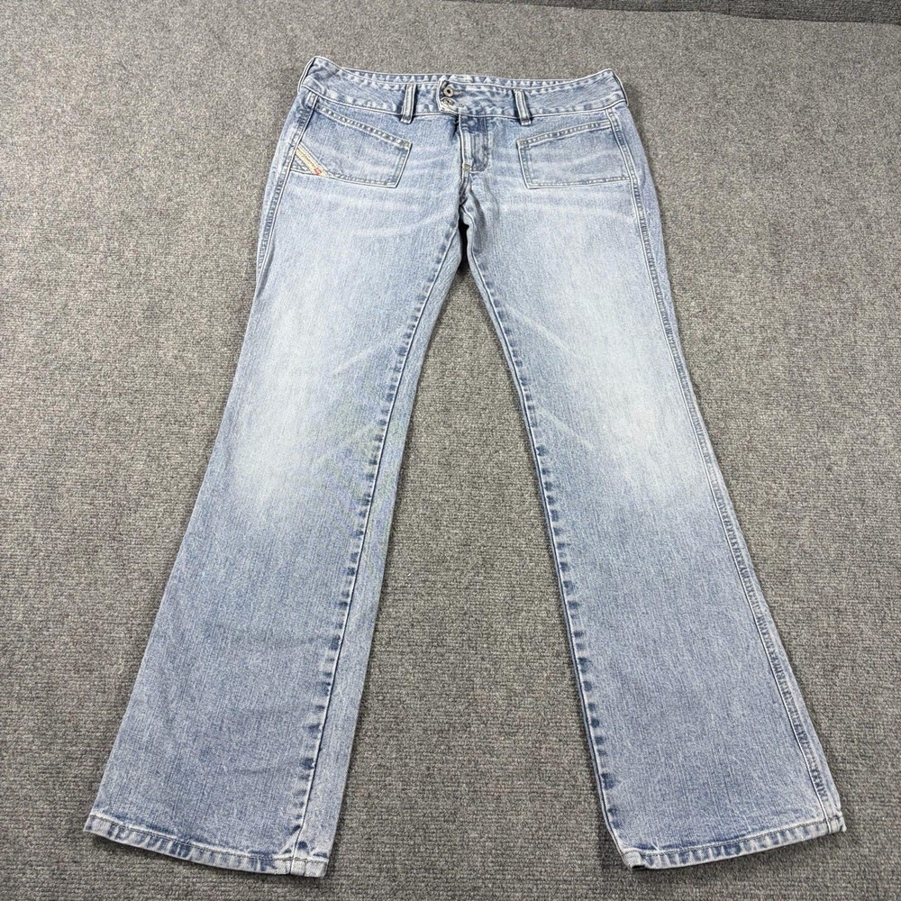 Diesel Jeans Women 31 Bootcut Low Rise Light Wash Made In Italy Y2K Patch Pocket